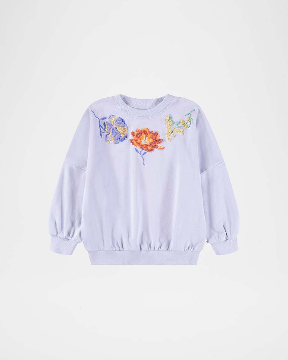 Girl's Marika Floral Embroidered Sweatshirt, Size 2-7